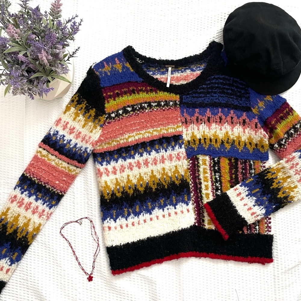 Free People ❄️ acrylic alpaca blend multi color sweater